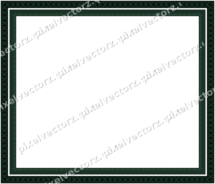 Decorative picture frame border in dark green with cross band