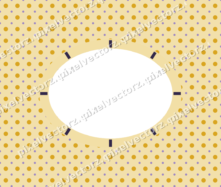Decorative patterned mat frame in amber and purple with polka dots