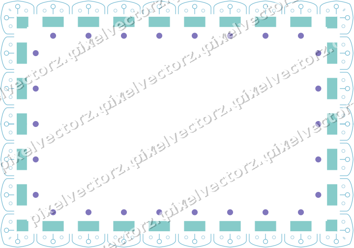 Decorative picture frame border in blue and cyan with gothic tracery