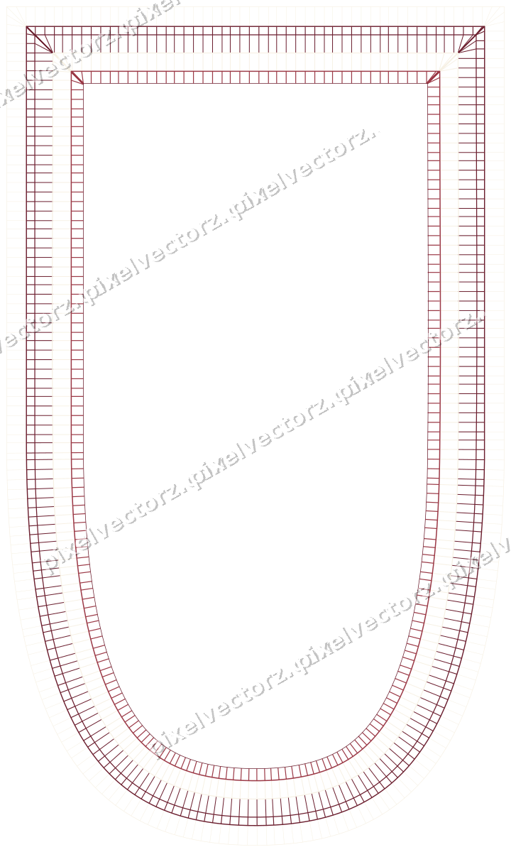 Decorative line art frame in dark pink and red with shield