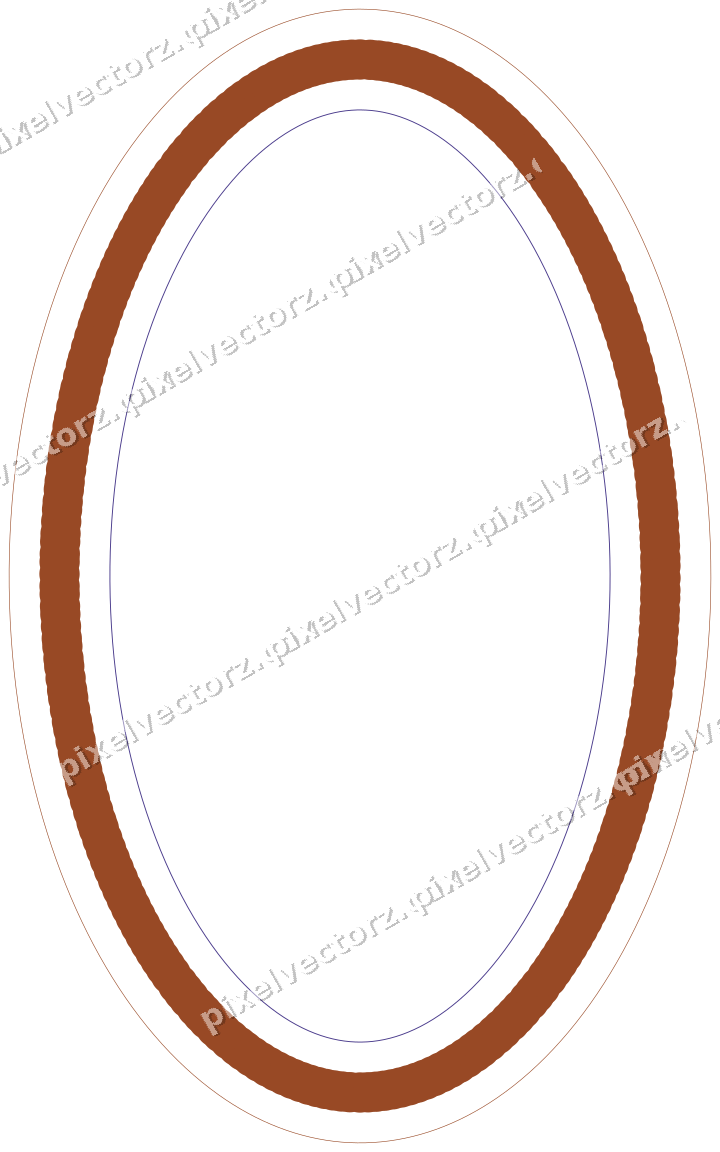 Decorative line art frame in orange and blue with oval and dotted line