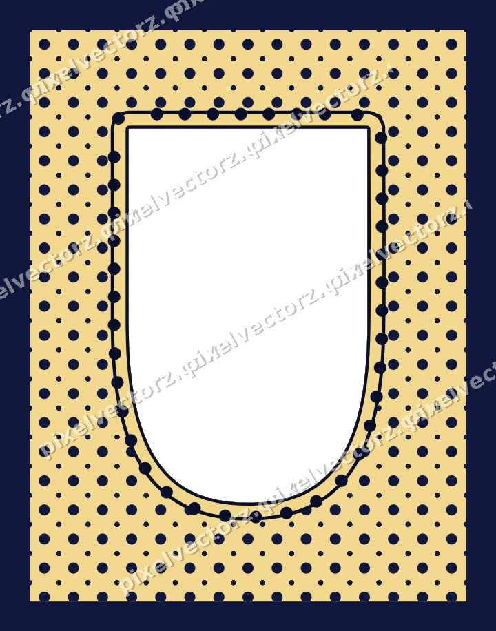 Decorative patterned mat frame in amber and blue with polka dots