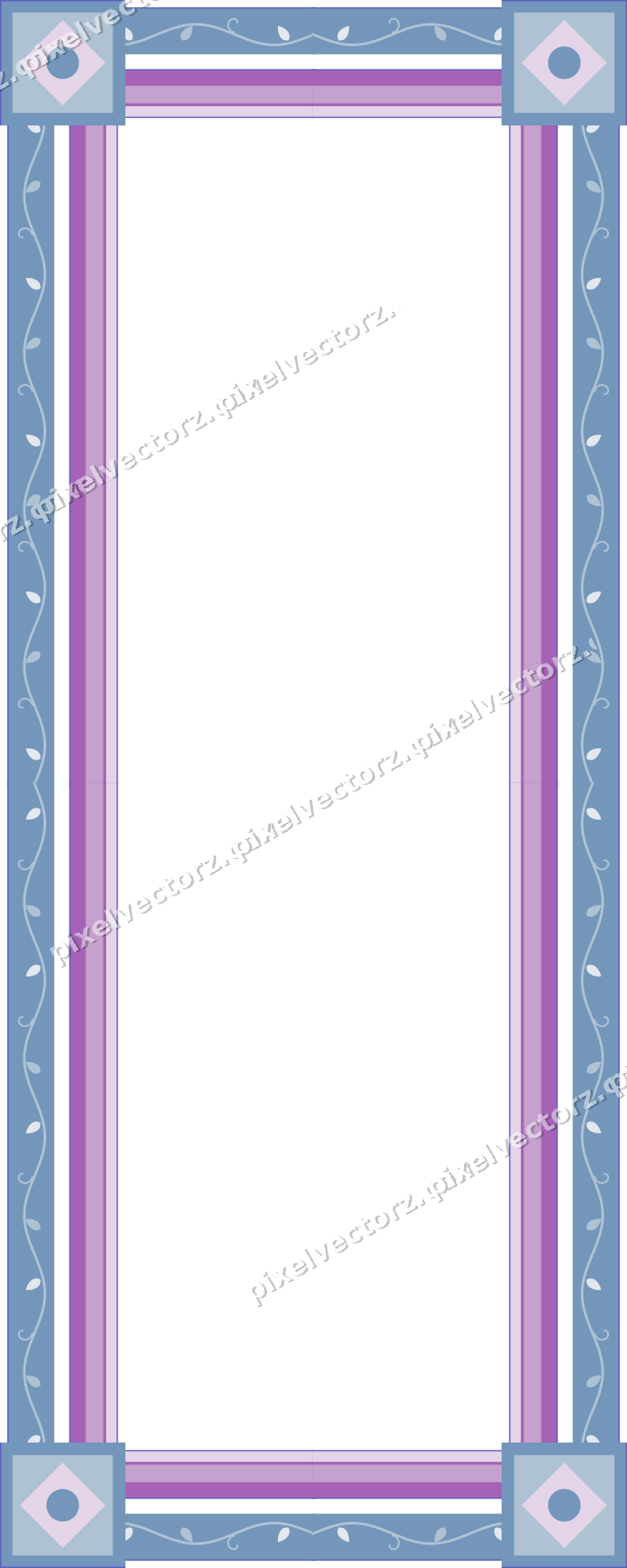 Decorative picture frame border in purple and blue with ivy scroll