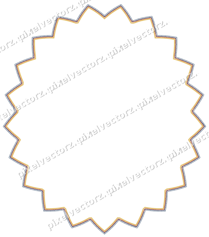 Decorative line art frame in amber and green with oval and zigzag edge