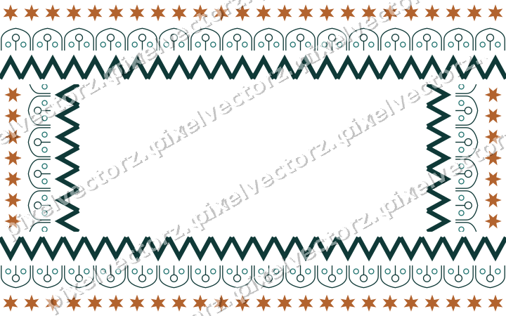 Decorative picture frame border in orange and teal with star band