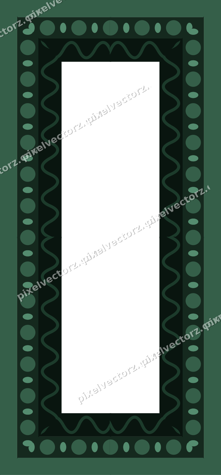 Decorative picture frame border in dark green with bead and reel
