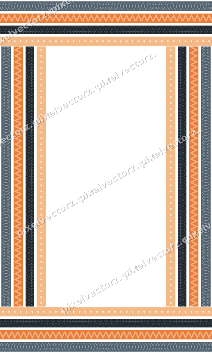 Decorative picture frame border in blue and orange with arabesque