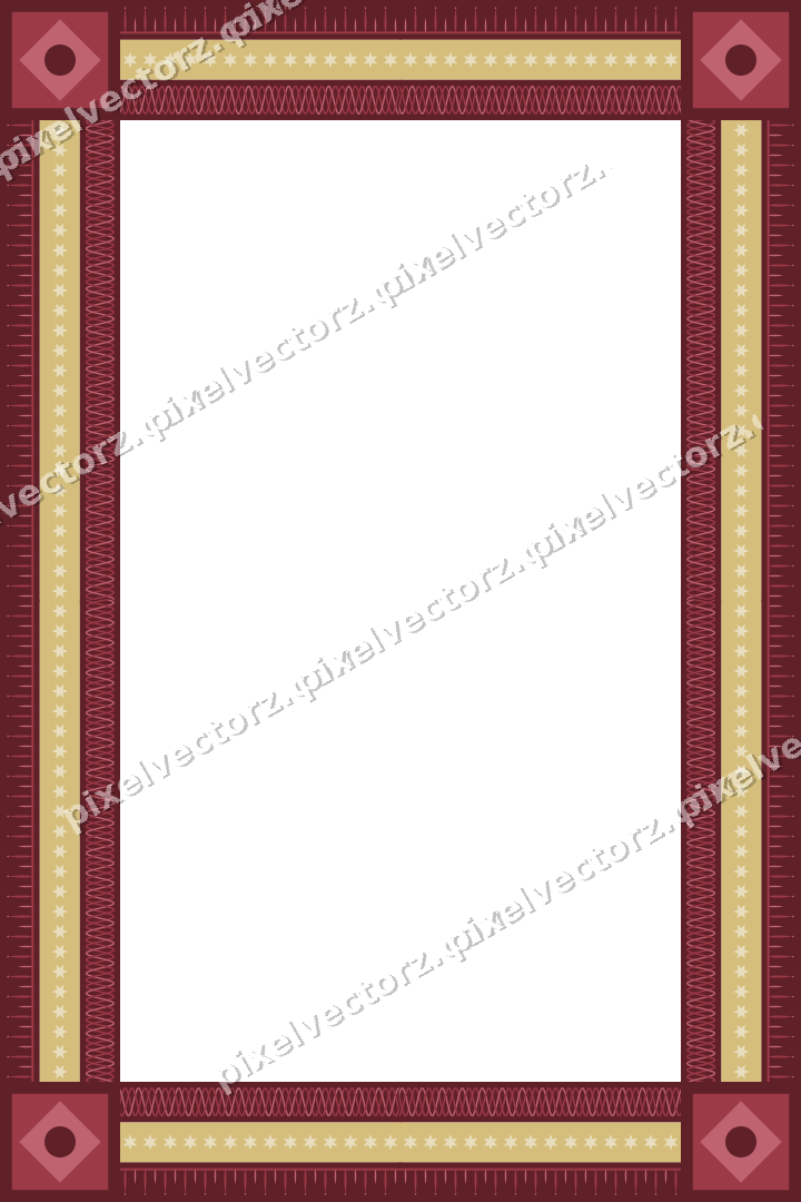 Decorative picture frame border in dark pink and red with bud and stem