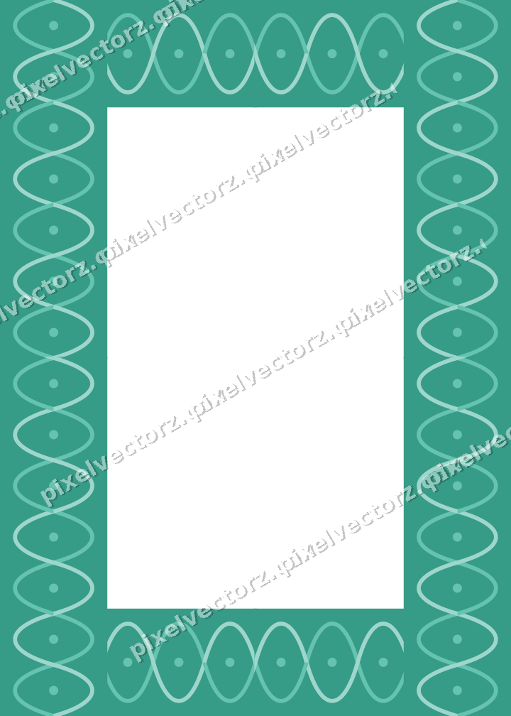 Decorative picture frame border in green and teal with arabesque