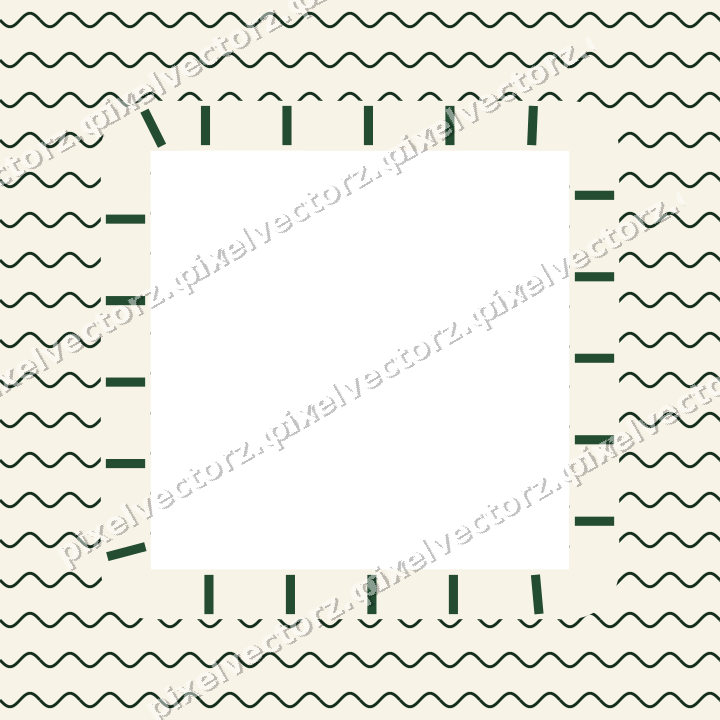 Decorative patterned mat frame in dark green and amber with wavy lines