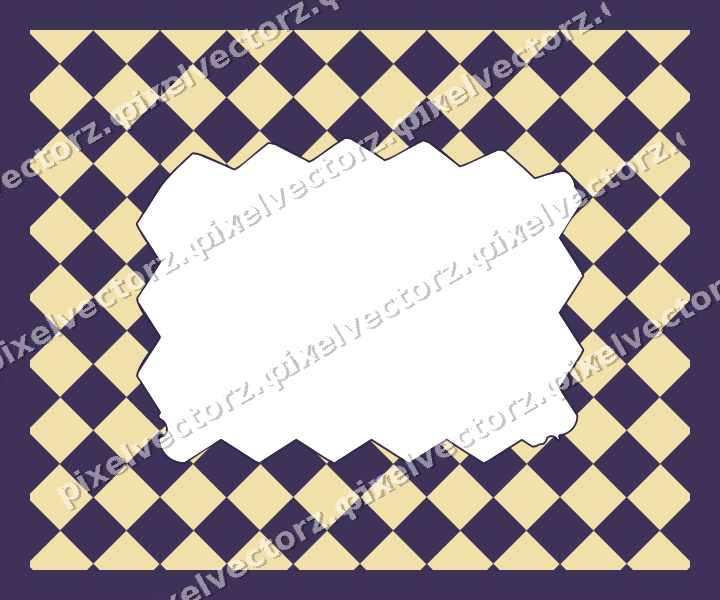Decorative patterned mat frame in amber and purple with checkerboard