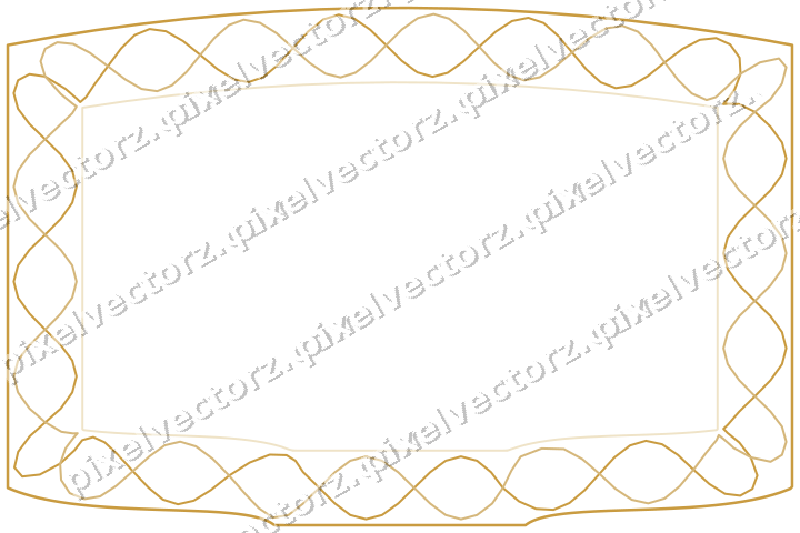 Decorative line art frame in dark pink and amber with label plaque