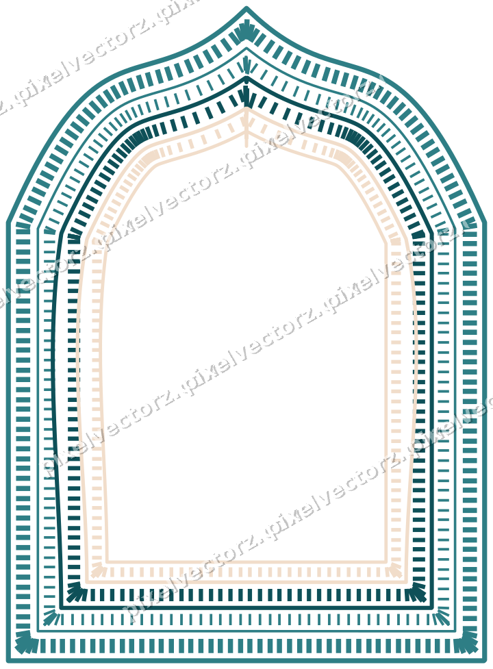 Decorative line art frame in dark teal and orange with label plaque