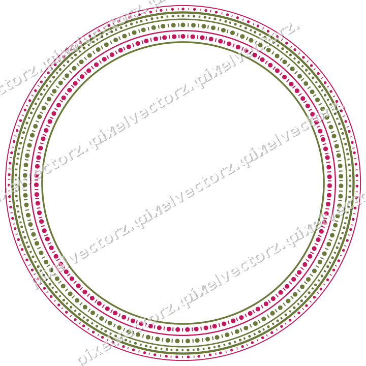 Decorative line art frame in lime and pink with oval and beaded line