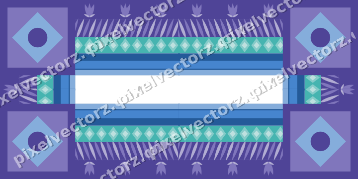 Decorative picture frame border in blue and cyan with tulip frieze