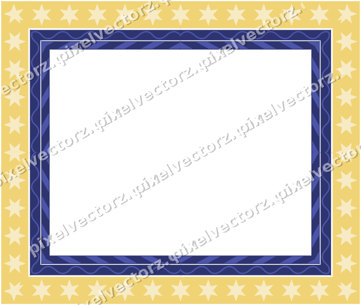 Decorative picture frame border in dark blue and amber with star band