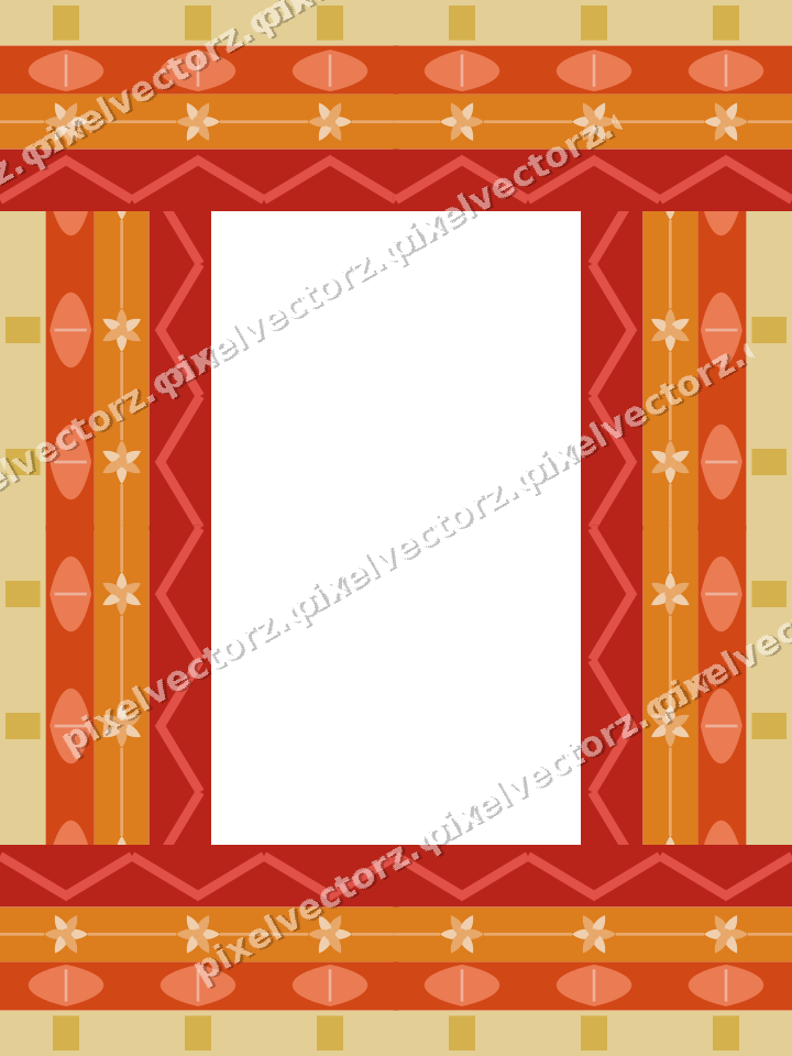 Decorative picture frame border in red and orange with zigzag
