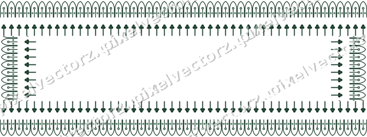 Decorative picture frame border in dark green with gothic tracery