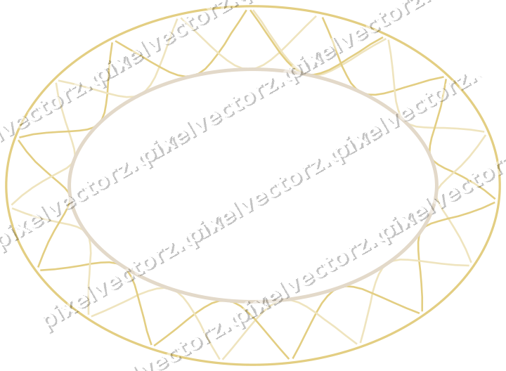 Decorative line art frame in lime and yellow with oval