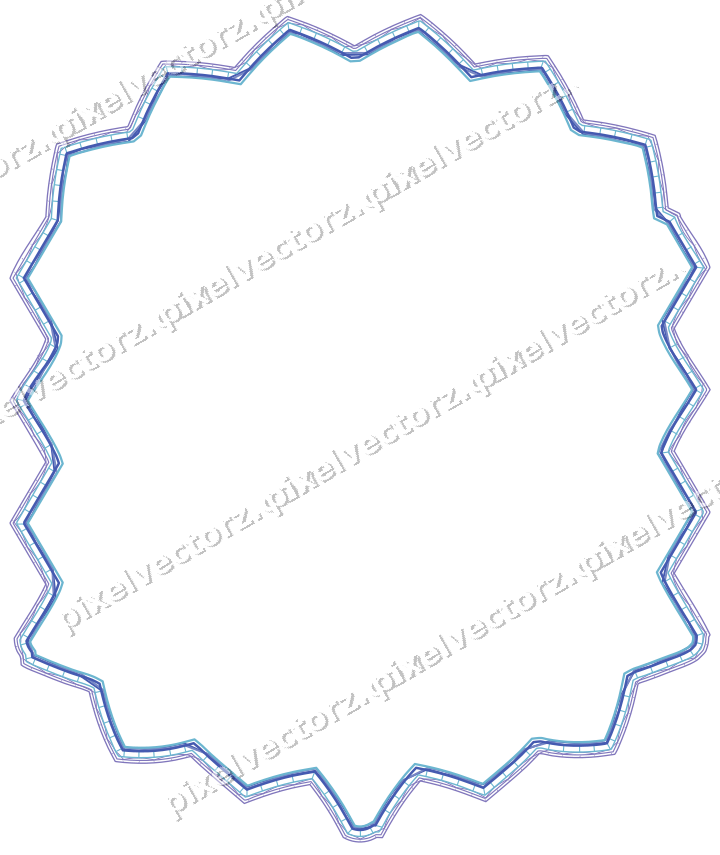 Decorative line art frame in blue and cyan with label plaque