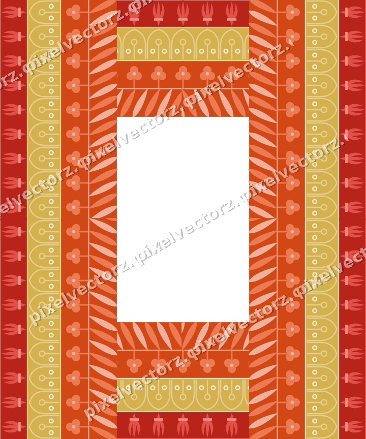 Decorative picture frame border in red with fleur de lis band