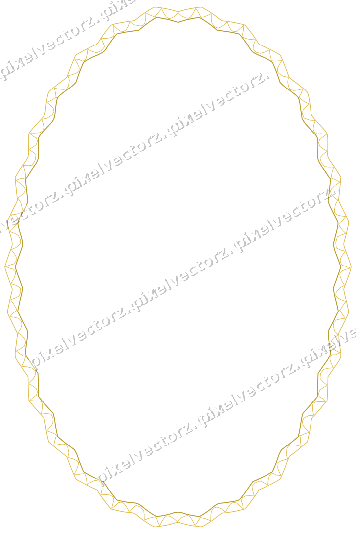 Decorative line art frame in amber and pale orange with oval