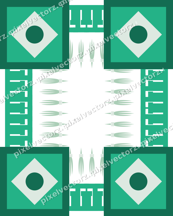 Decorative picture frame border in green and teal with greek key