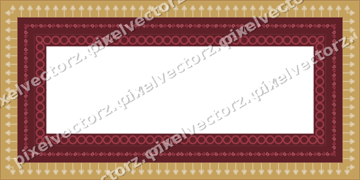Decorative picture frame border in dark pink and red with trefoil band
