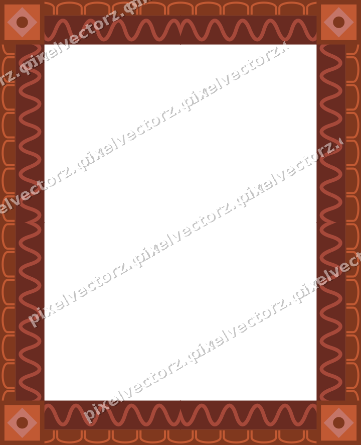 Decorative picture frame border in orange and amber with arcade frieze