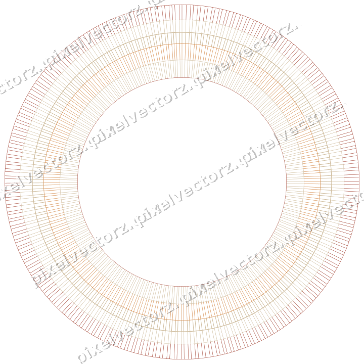 Decorative line art frame in orange and amber with oval and hatching