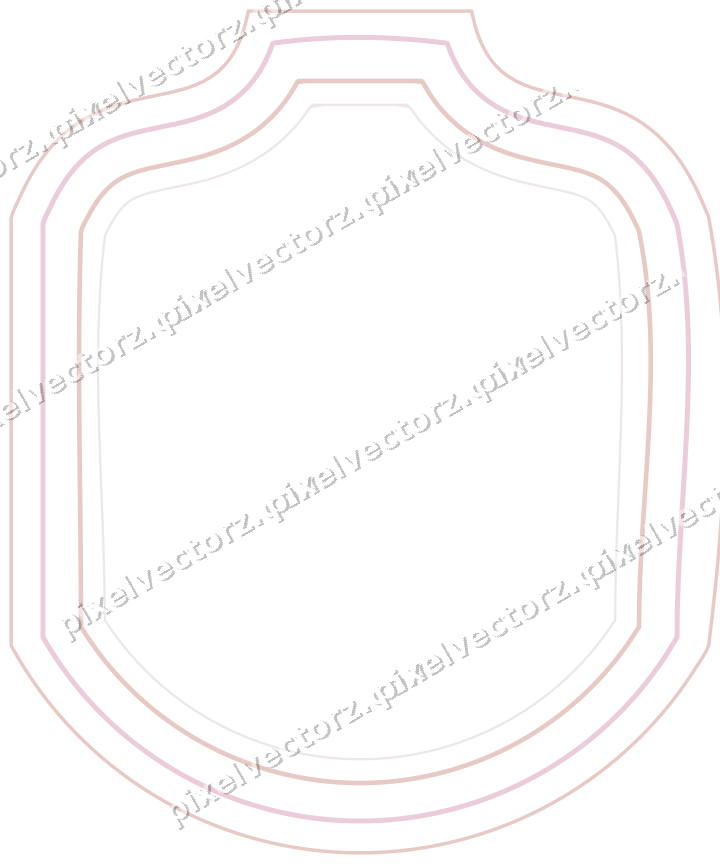 Decorative line art frame in pale pink and pale red with label plaque