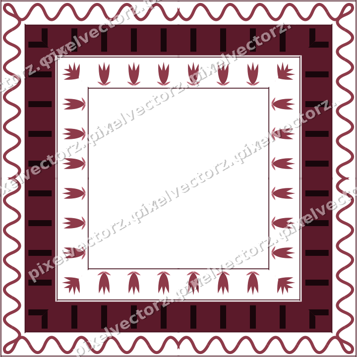 Decorative picture frame border in dark pink and amber with wave band