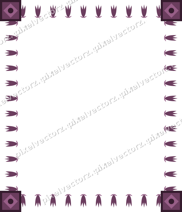 Decorative picture frame border in dark magenta with tulip frieze