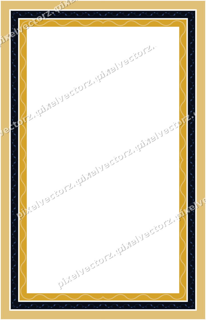 Decorative picture frame border in dark blue and amber with wave band