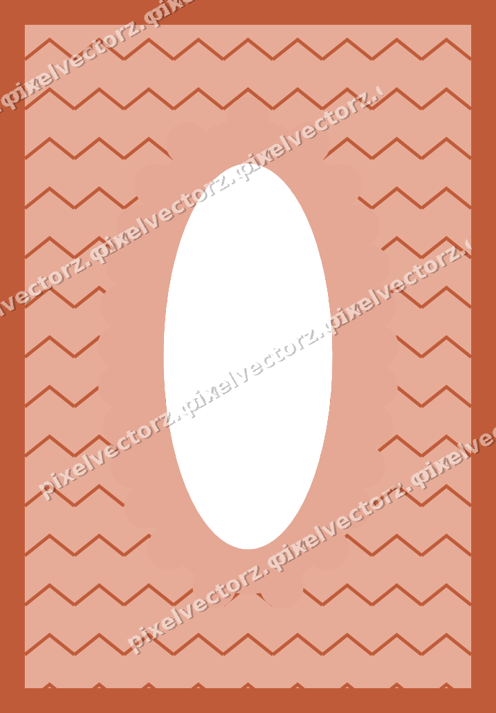 Decorative patterned mat frame in orange and cyan with zigzag