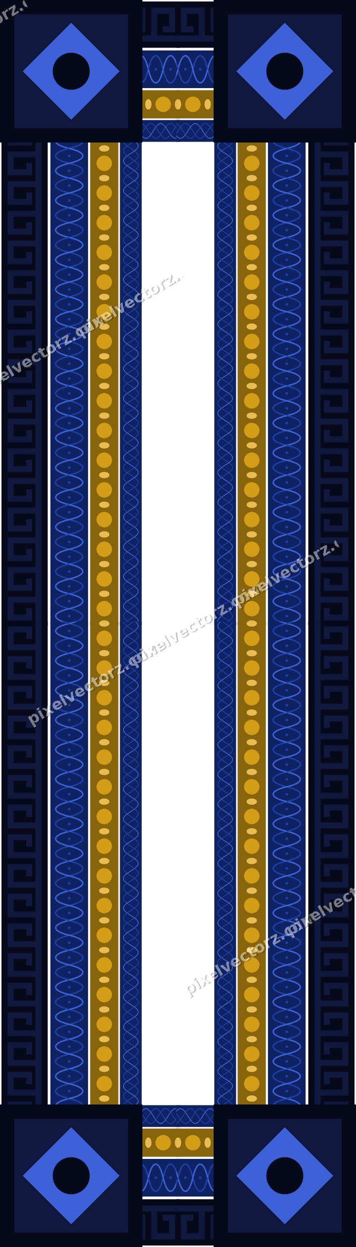 Decorative picture frame border in amber and blue with arabesque