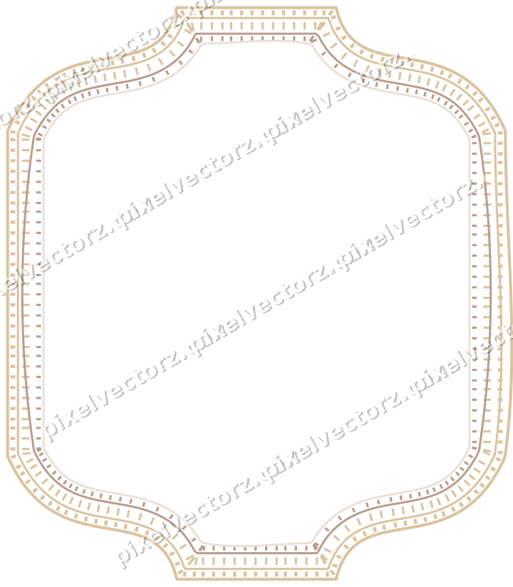 Decorative line art frame in amber and pale orange with label plaque