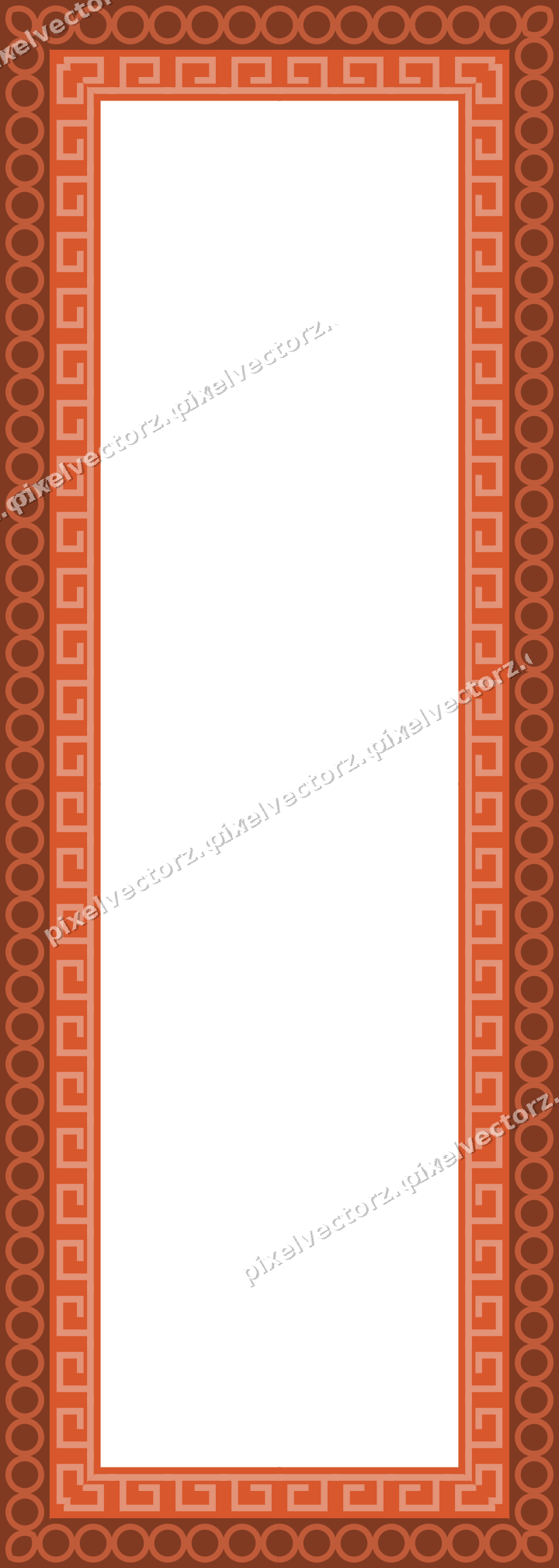 Decorative picture frame border in orange and cyan with ring chain