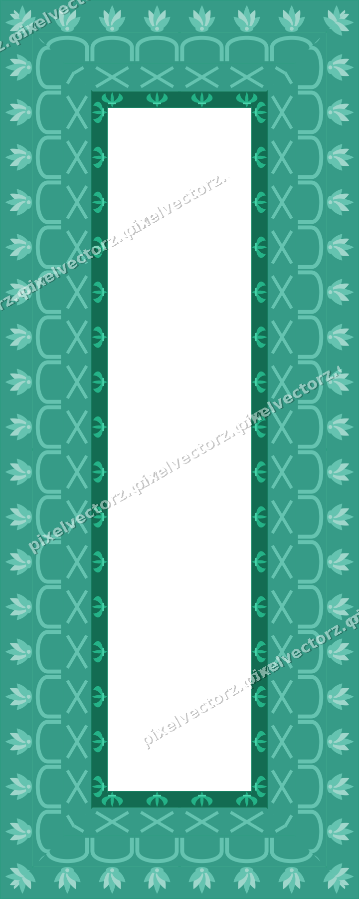 Decorative picture frame border in green with fleur de lis band