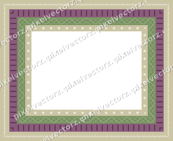 Decorative picture frame border in dark magenta and lime with dot row