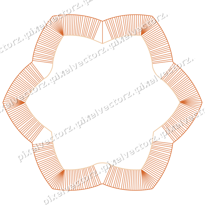 Decorative line art frame in dark blue and orange with oval
