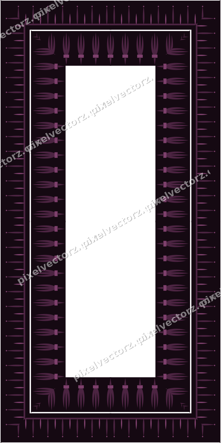 Decorative picture frame border in dark magenta with bud and stem