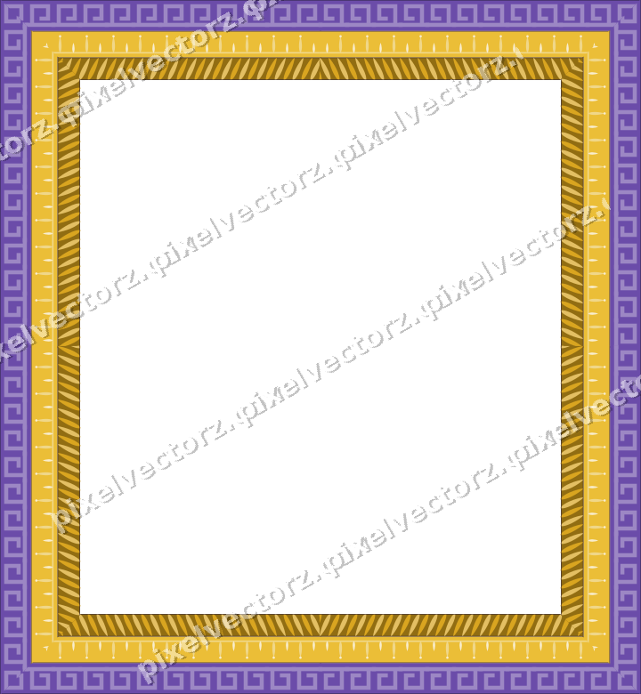 Decorative picture frame border in amber and purple with greek key