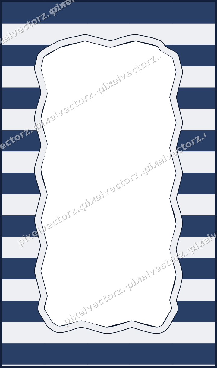 Decorative patterned mat frame in dark blue with horizontal stripes