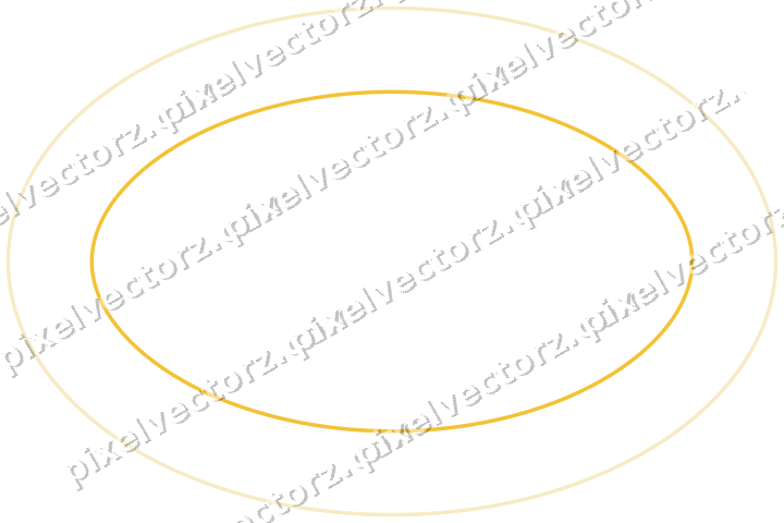 Decorative line art frame in dark blue and amber with oval