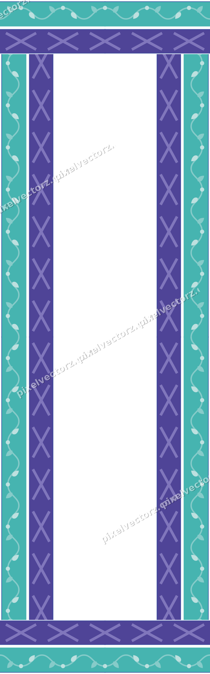 Decorative picture frame border in blue and cyan with cross band