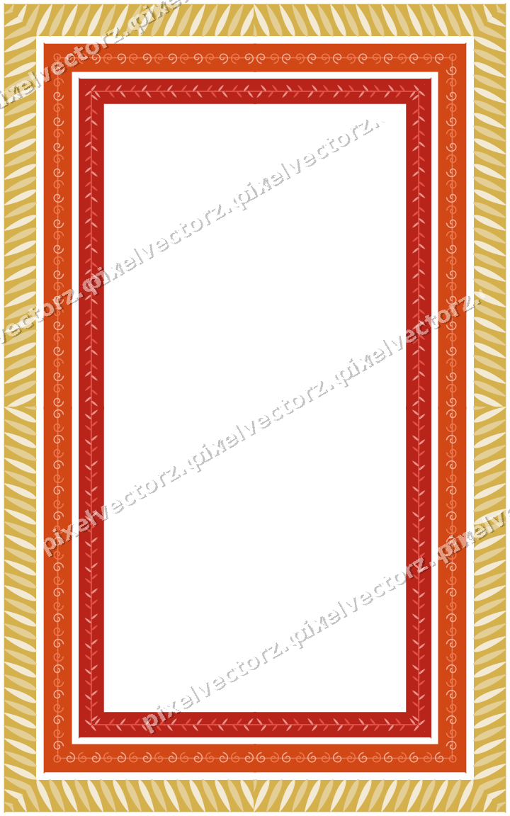 Decorative picture frame border in red and orange with laurel moulding
