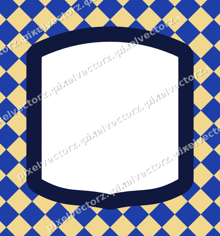 Decorative patterned mat frame in amber and blue with checkerboard