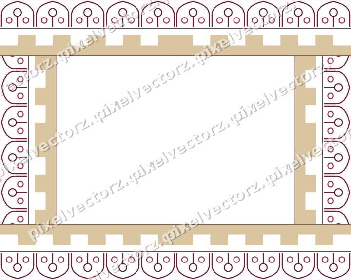 Decorative picture frame border in dark pink and red with step band