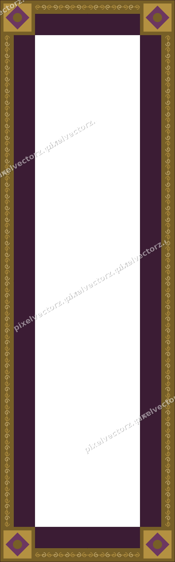 Decorative picture frame border in dark magenta with spiral scroll